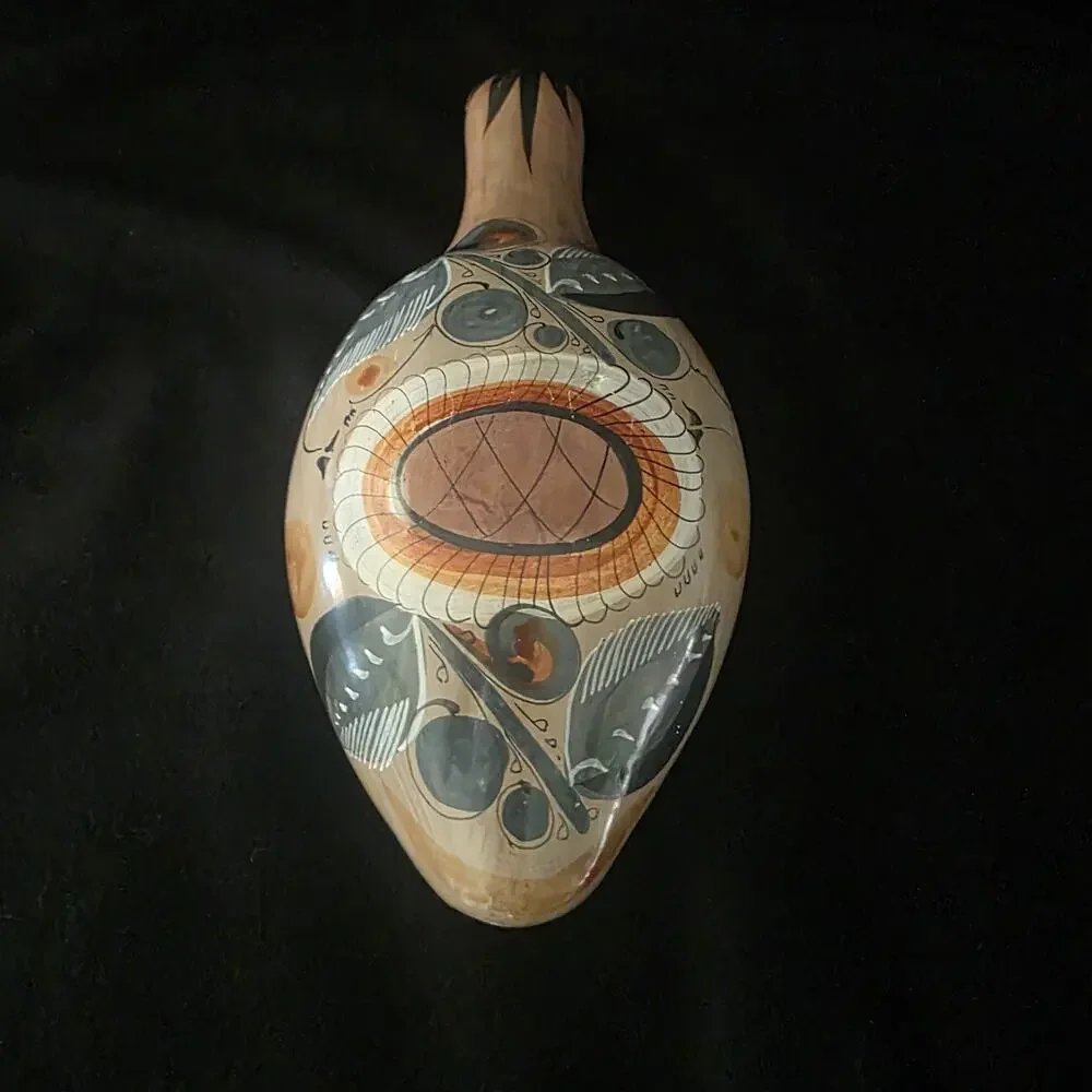 Vintage Southwestern Hand Painted Pottery Duck Sculpture